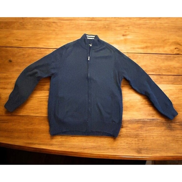 Gionfriddo Full Zip Pullover Sweater Wool Blend SZ Large Made in Italy Navy - Picture 1 of 9